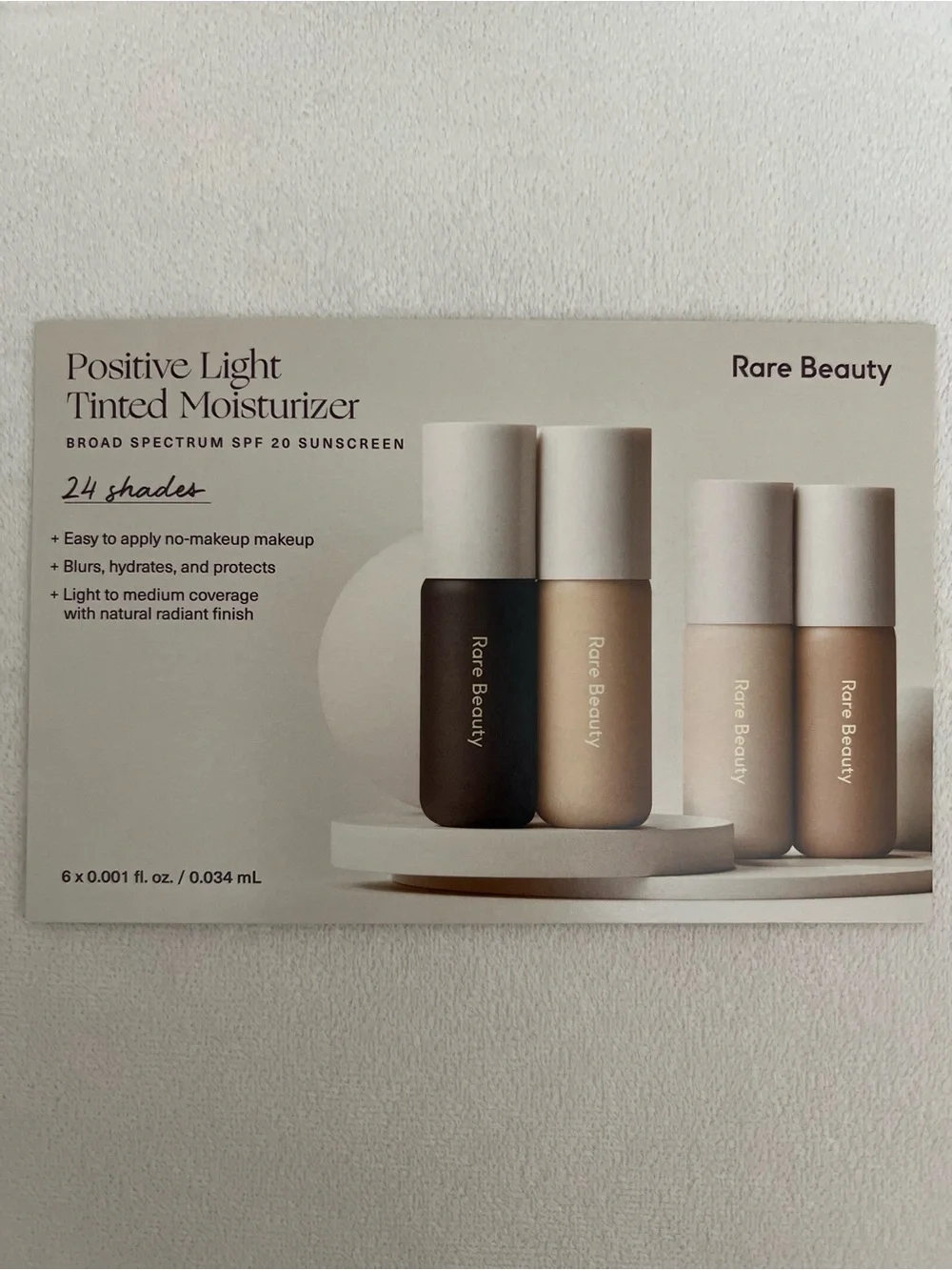 5 Piece Makeup Sample Cards (Dior, Ilia, Tarte, Bare Minerals, Rare Beauty)